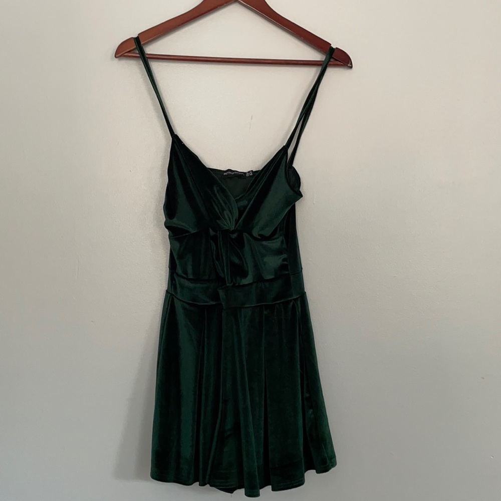 Pretty little thing green velvet dress